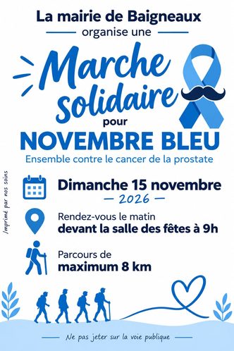 Affiche de la marche solidaire Novembre bleu du 15 novembre 2026